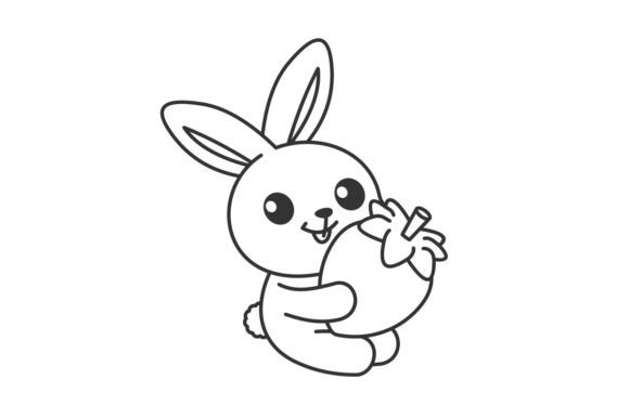 Adorable Bunny with Strawberry: A Charming Vector Design Asset