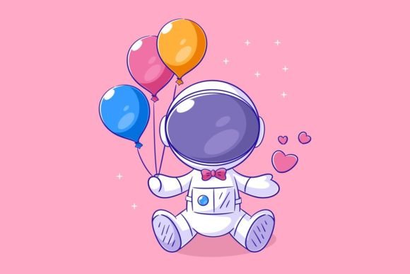 Astronaut is Sitting Holding a Balloon: A Versatile Design Asset