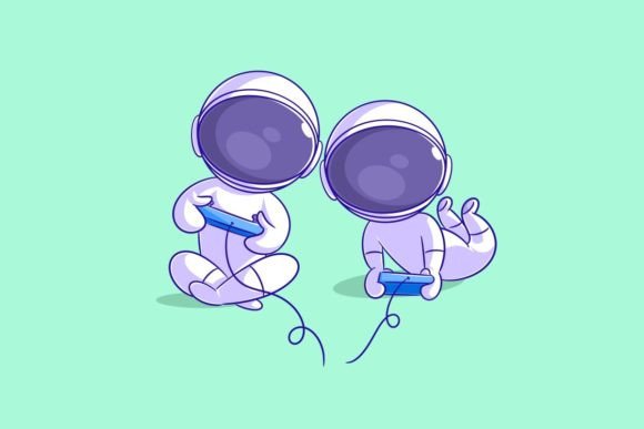Astronaut Playing a Game: A Unique Visual Asset