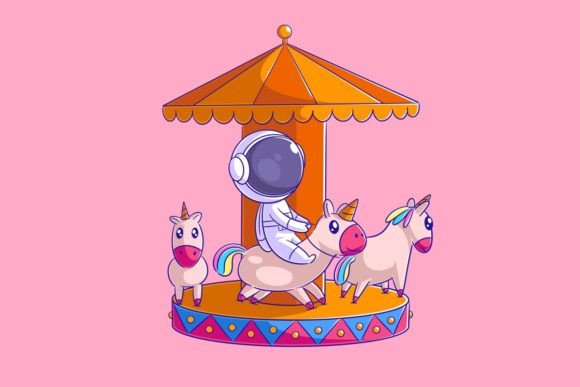 Astronaut Playing the Unicorn Carousel: A Designer's Free Asset