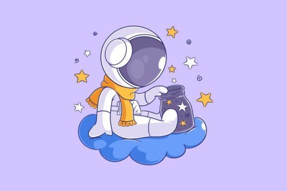 Astronaut Sitting in a Cloud: A Surreal Design Asset