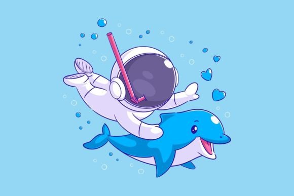 Astronauts Are in the Sea with Dolphins: A Creative Design Asset