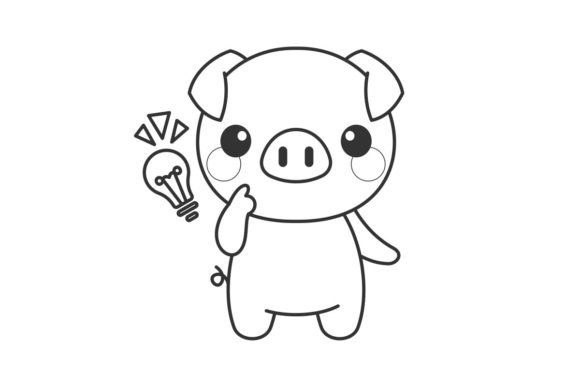 Charming Cartoon Pig Illustration for Modern Design