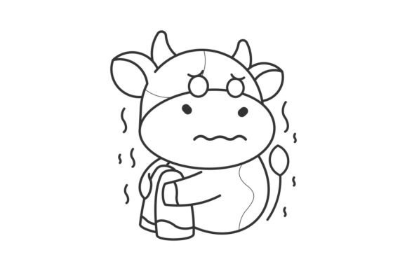 Charming & Expressive: Cute Cow Line Style for Modern Design