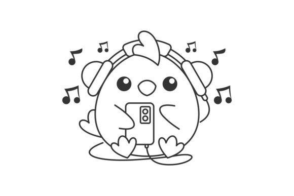 Charming Illustrations: Cute Chicks Listening to Music