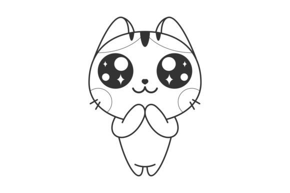 Cute Cat Face Line Art for Modern Design Projects