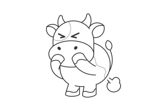 Cute Cow Farting Cartoon Design Line: A Playful Asset for Modern Visuals