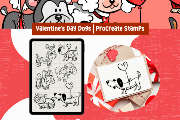 Cute Dogs Procreate Stamps for Valentine's Day Projects