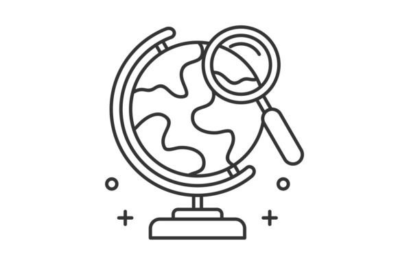 Cute Globe with Magnifying Glass Cartoon: A Design Asset