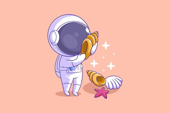 Discover Astronauts Find a Pile of Shells: A Vector Design Asset