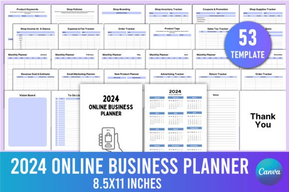 Editable 2024 Online Business Planner: Your Design Command Center
