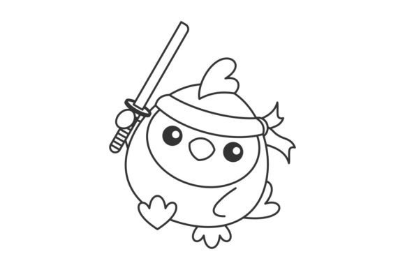 Playful Ninja Chick Cartoon: A Versatile Design Asset