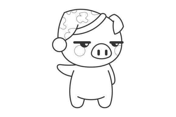 The Cute Pig Will Sleep and Dream Line: A Designer's Asset